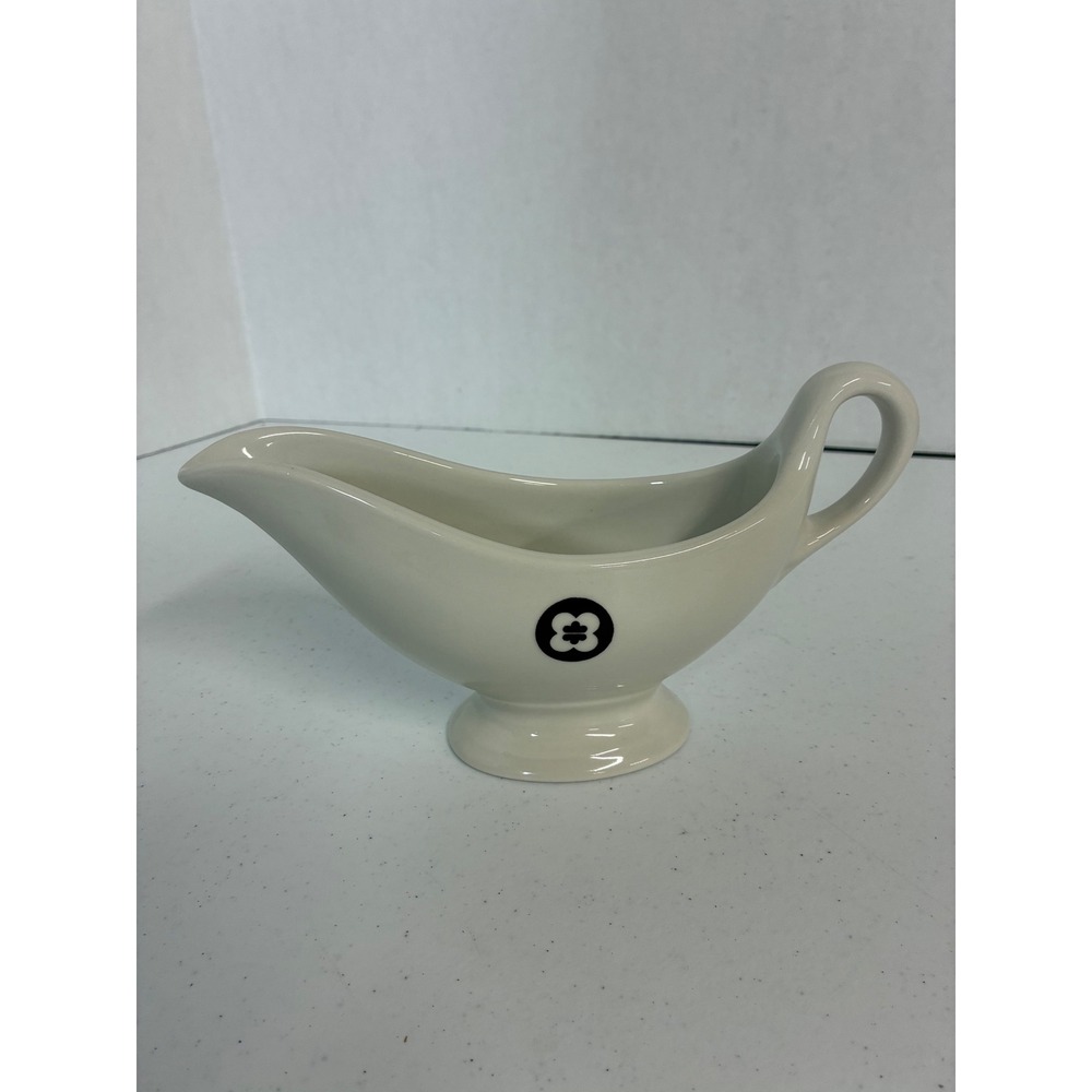 Sterling China Restaurant Ware Gravy Boat Cream Vitrified Ceramic USA Logo R5